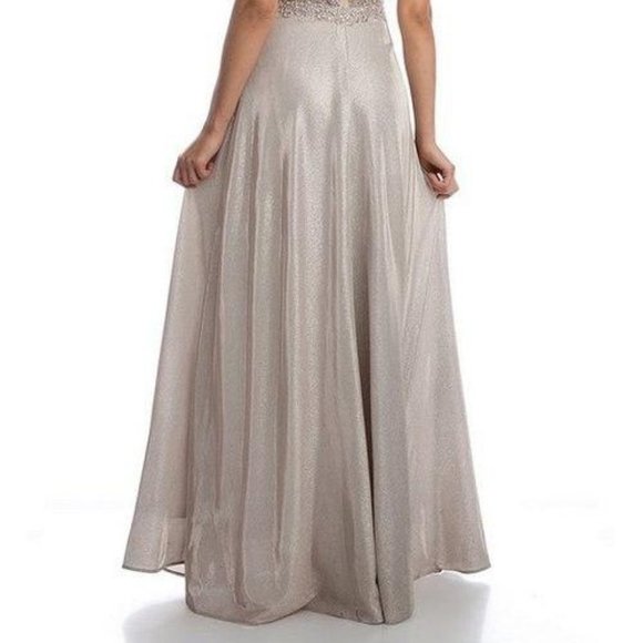 V-Neck Sequin Bodice Evening Dress JT219 - Picture 3 of 5